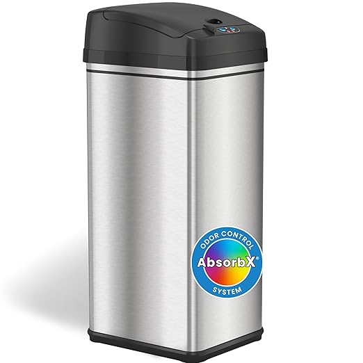 iTouchless 13 Gallon Automatic Trash Can with Odor Control