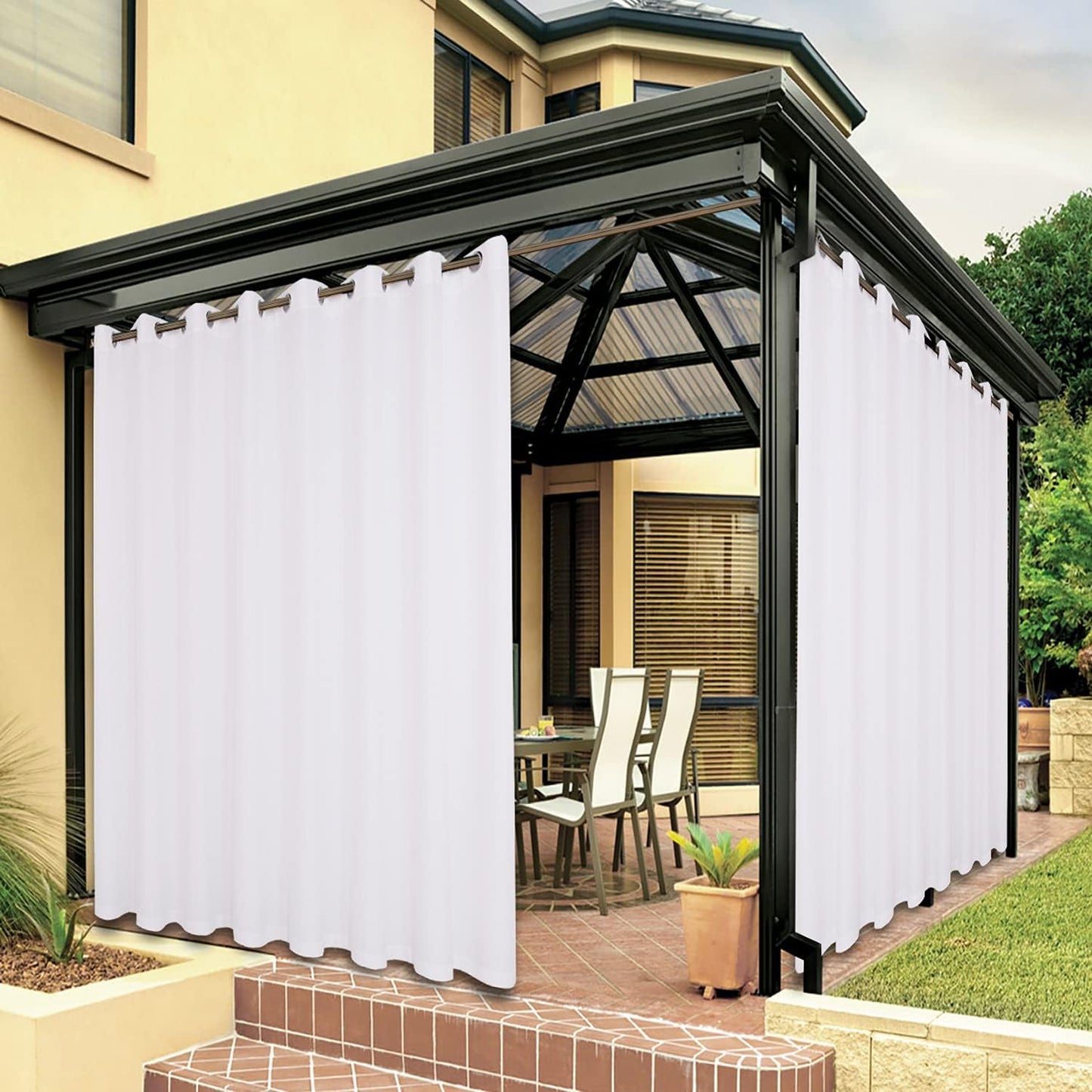 BONZER Waterproof Indoor/Outdoor Curtains for Total Privacy
