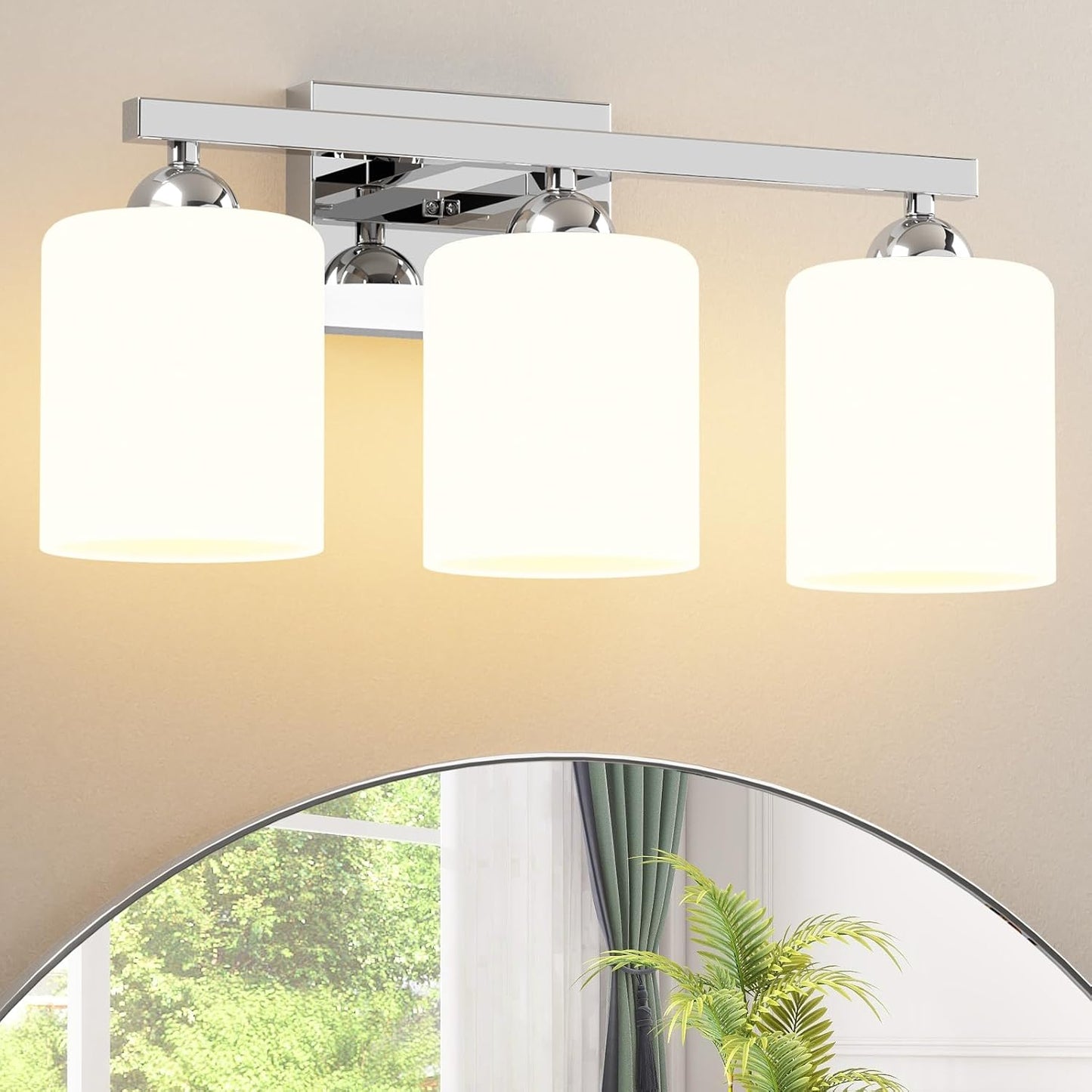 Quntis Chrome Bathroom Light Fixtures Over Mirror with 5 Colors
