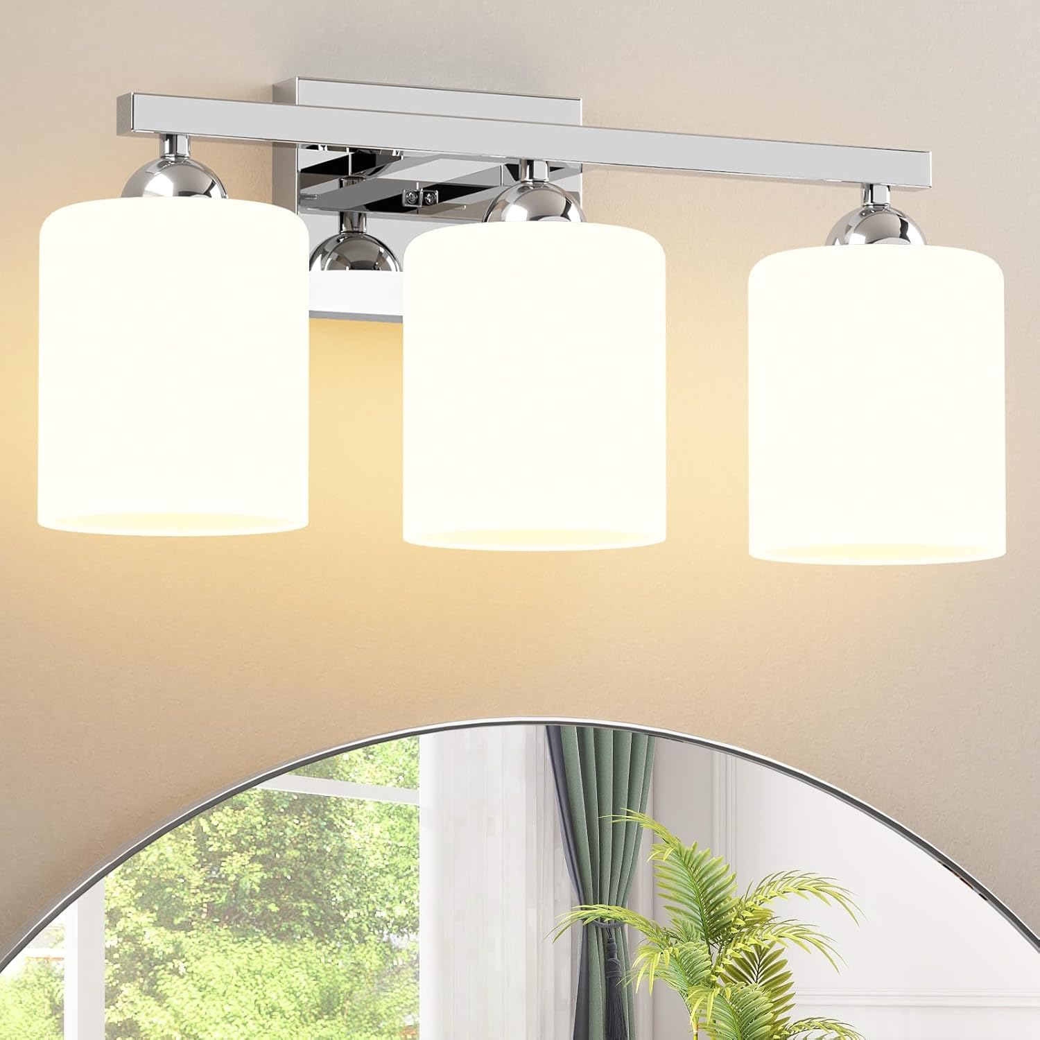 Quntis Chrome Bathroom Light Fixtures Over Mirror with 5 Colors