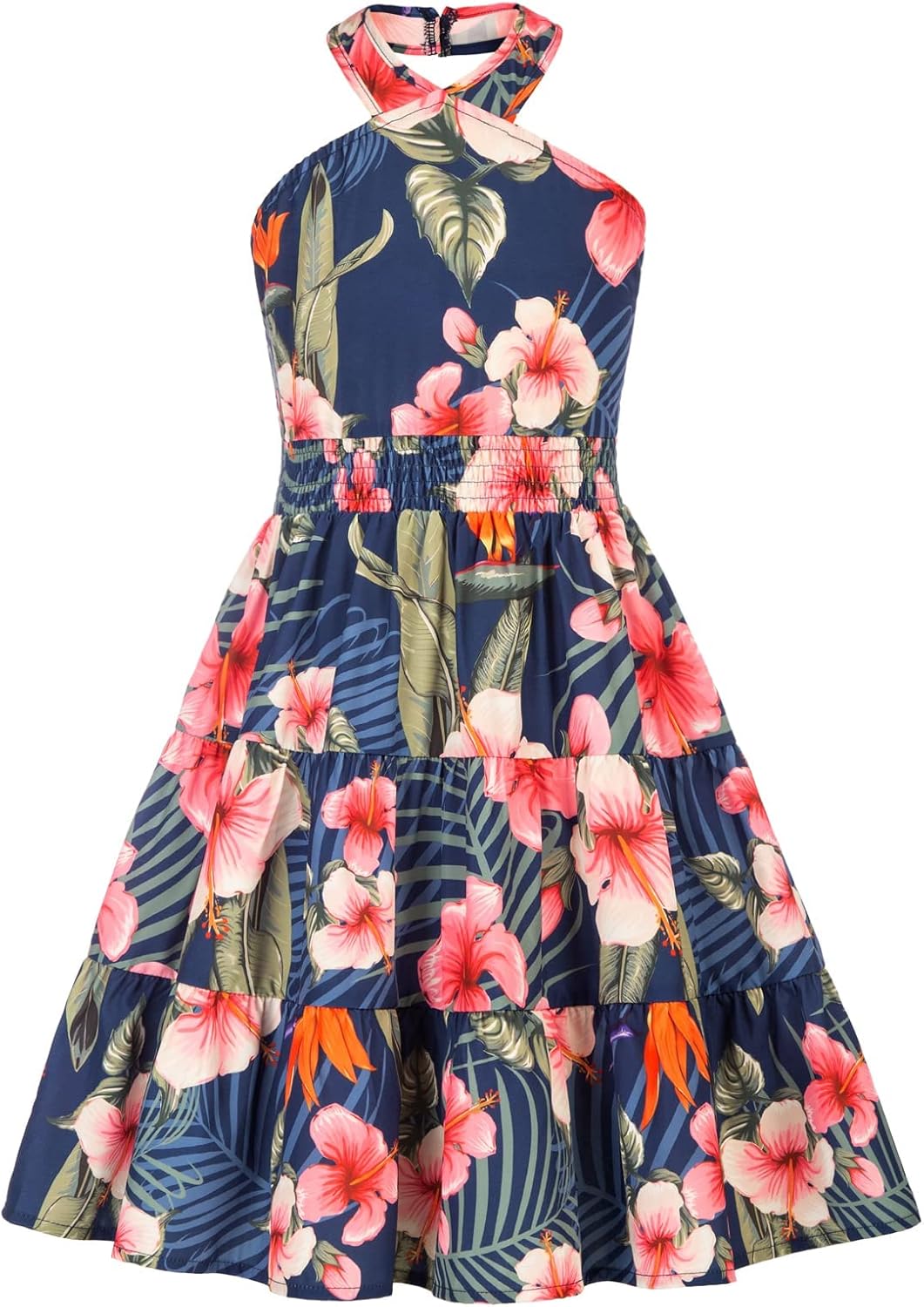 Girls Summer Dress Off Shoulder Floral A-line Midi Dress 5-14Y
