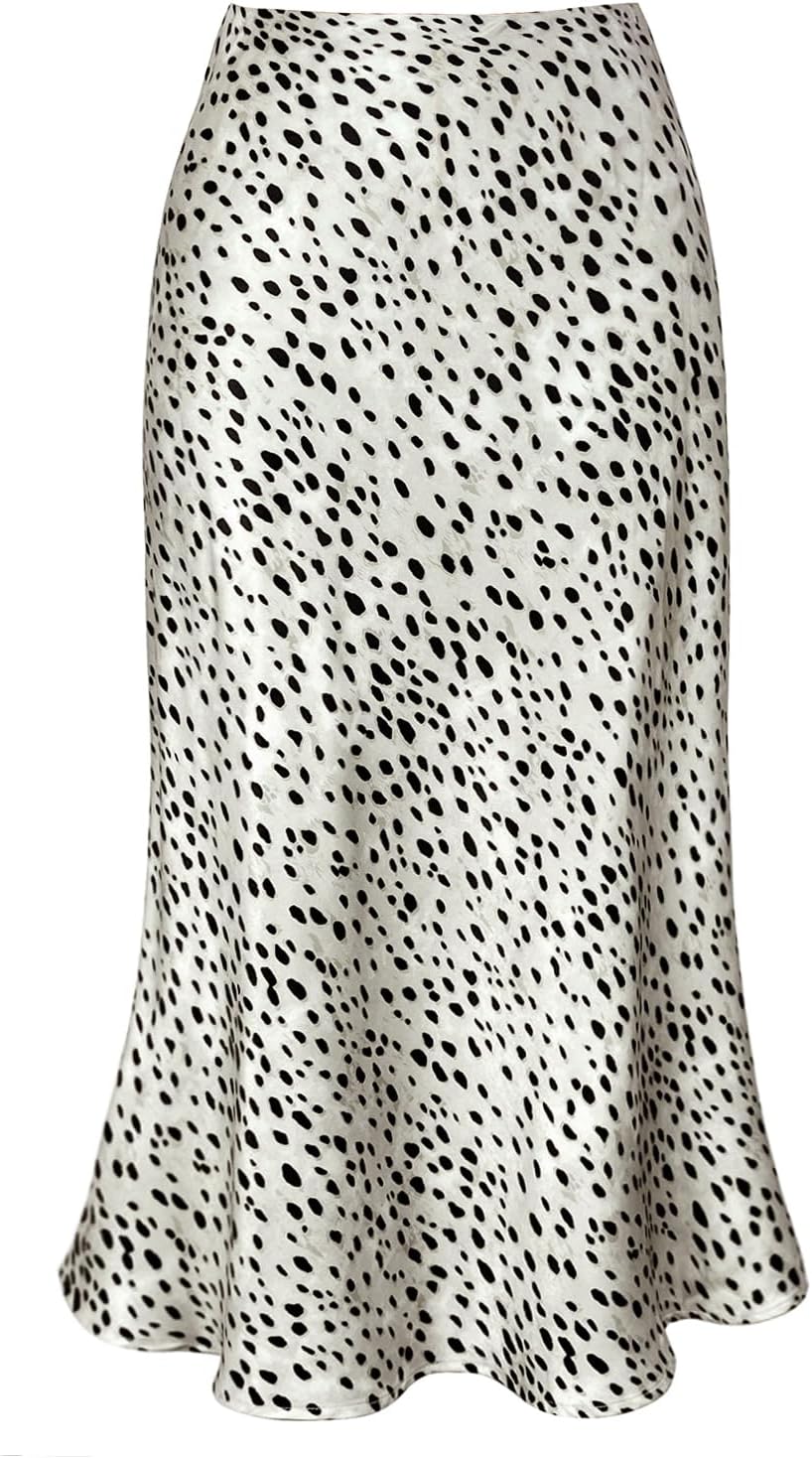 Women's Satin High Waist Flared A Line Midi Skirt for Style