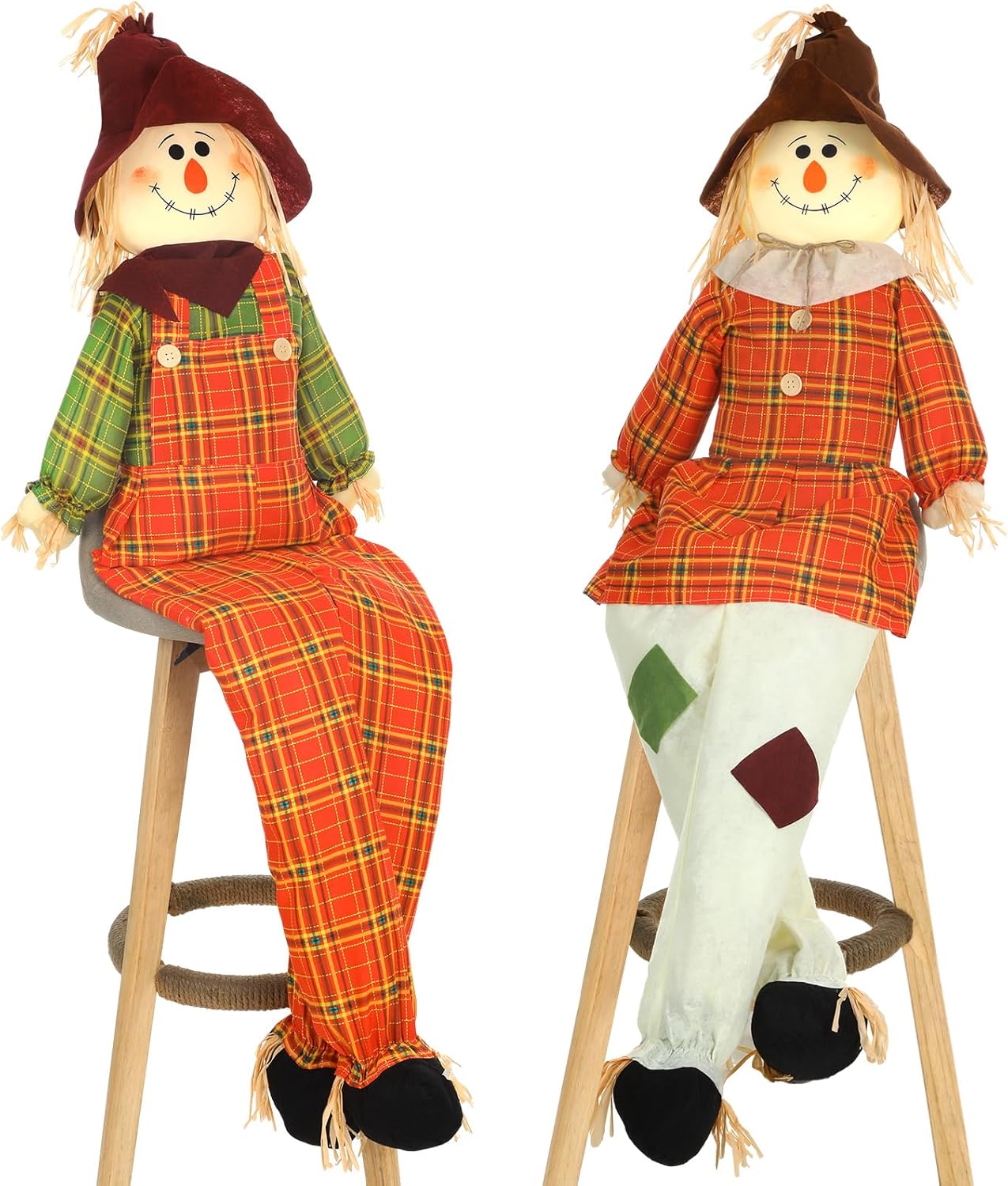 Large 60 Inch Sitting Scarecrows for Thanksgiving and Fall Decor
