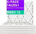 14x20x1 MERV 13 Pleated Air Filter 6-Pack - High Efficiency Fit