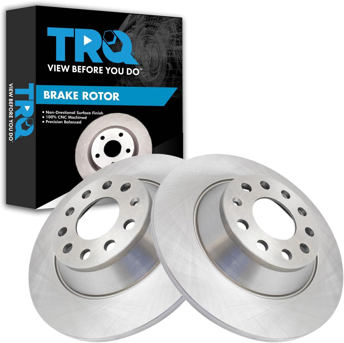 TRQ Rear Brake Rotors Set Solid for Audi A6 Quattro 2006-2011