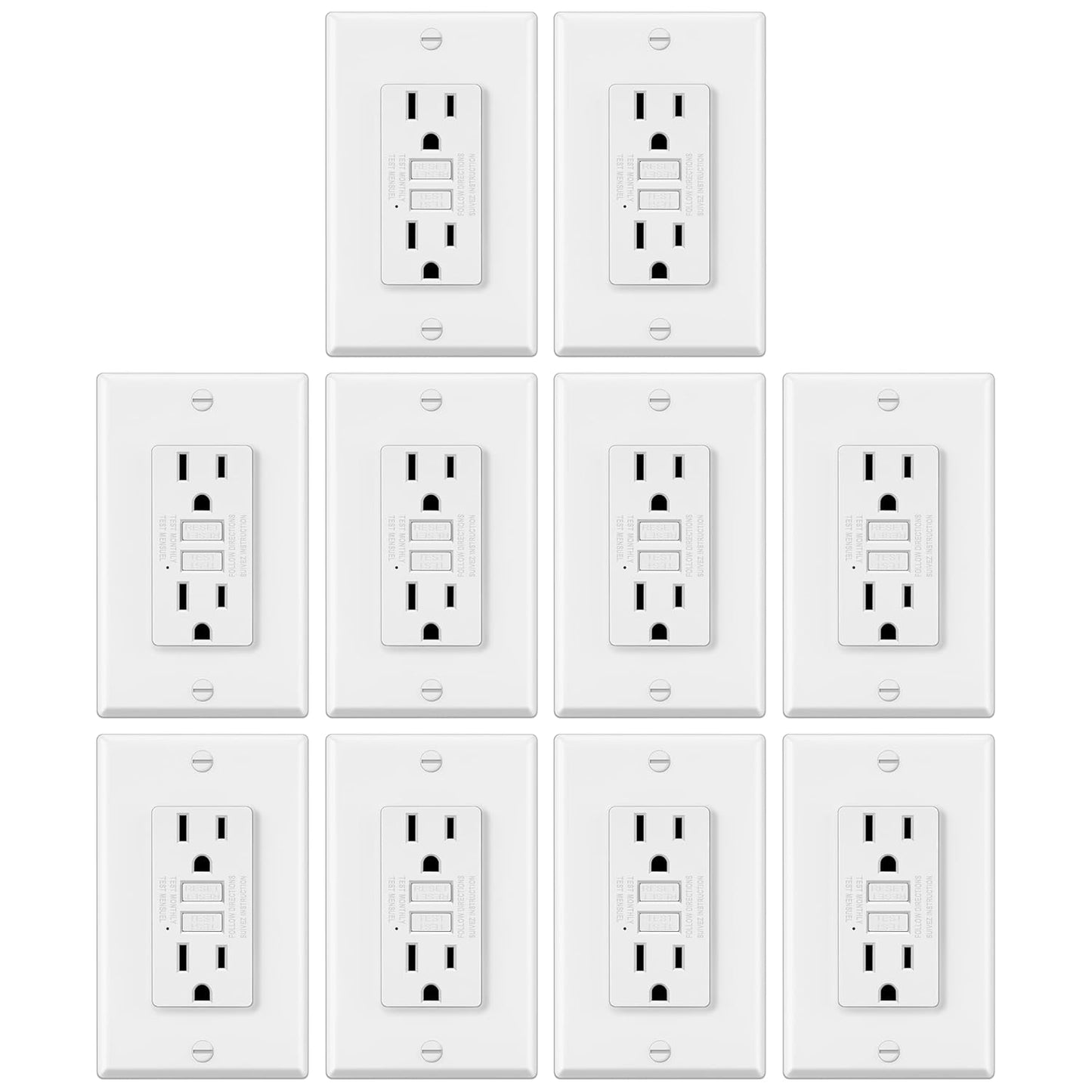 ELECTECK 10 Pack GFCI Outlets with LED Indicator for Safety