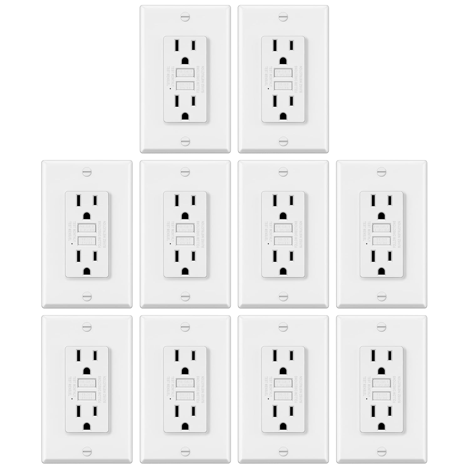 ELECTECK 10 Pack GFCI Outlets with LED Indicator for Safety