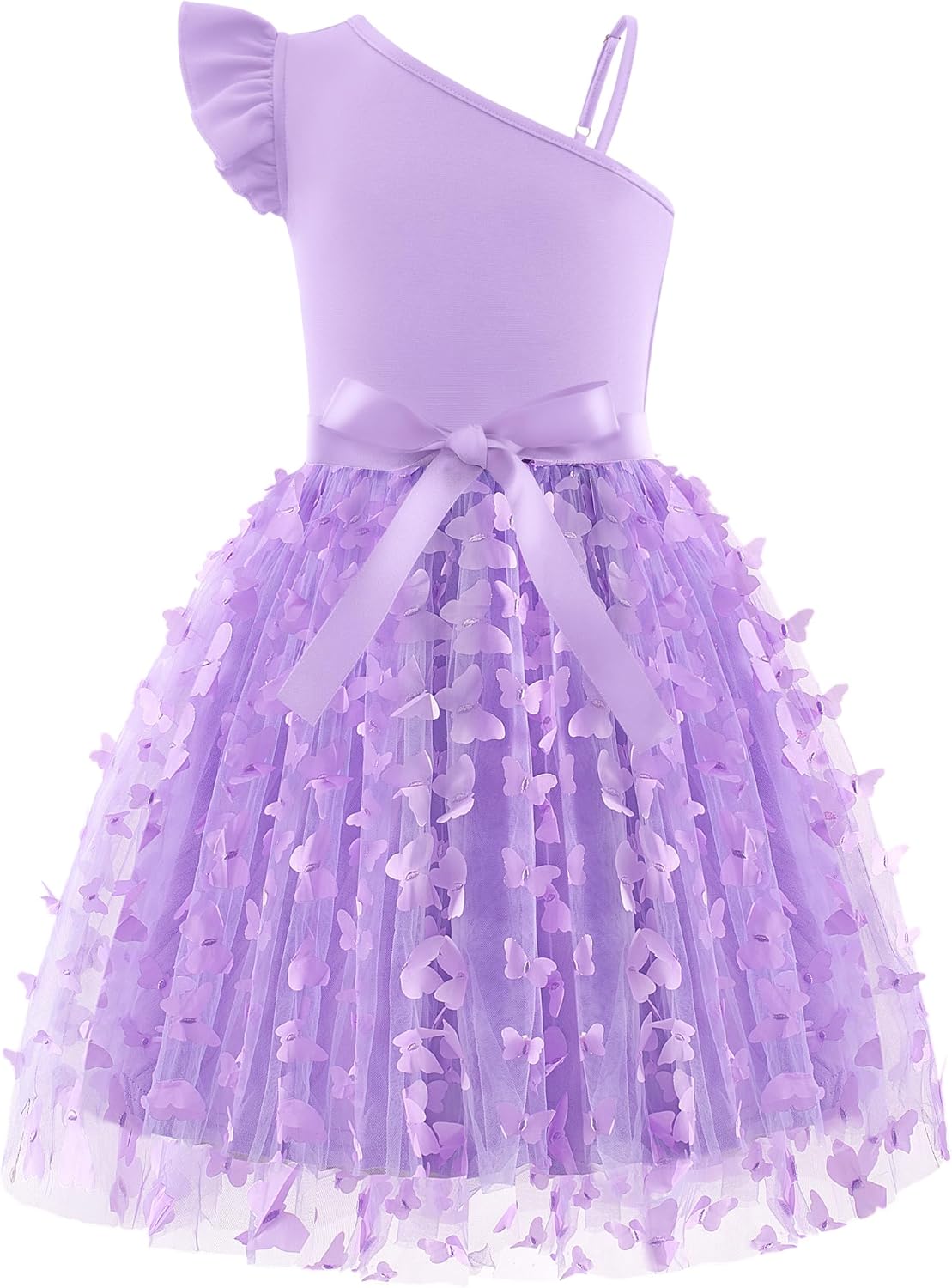 Arshiner Girls Dresses Summer One Shoulder Ruffle Tulle Dress