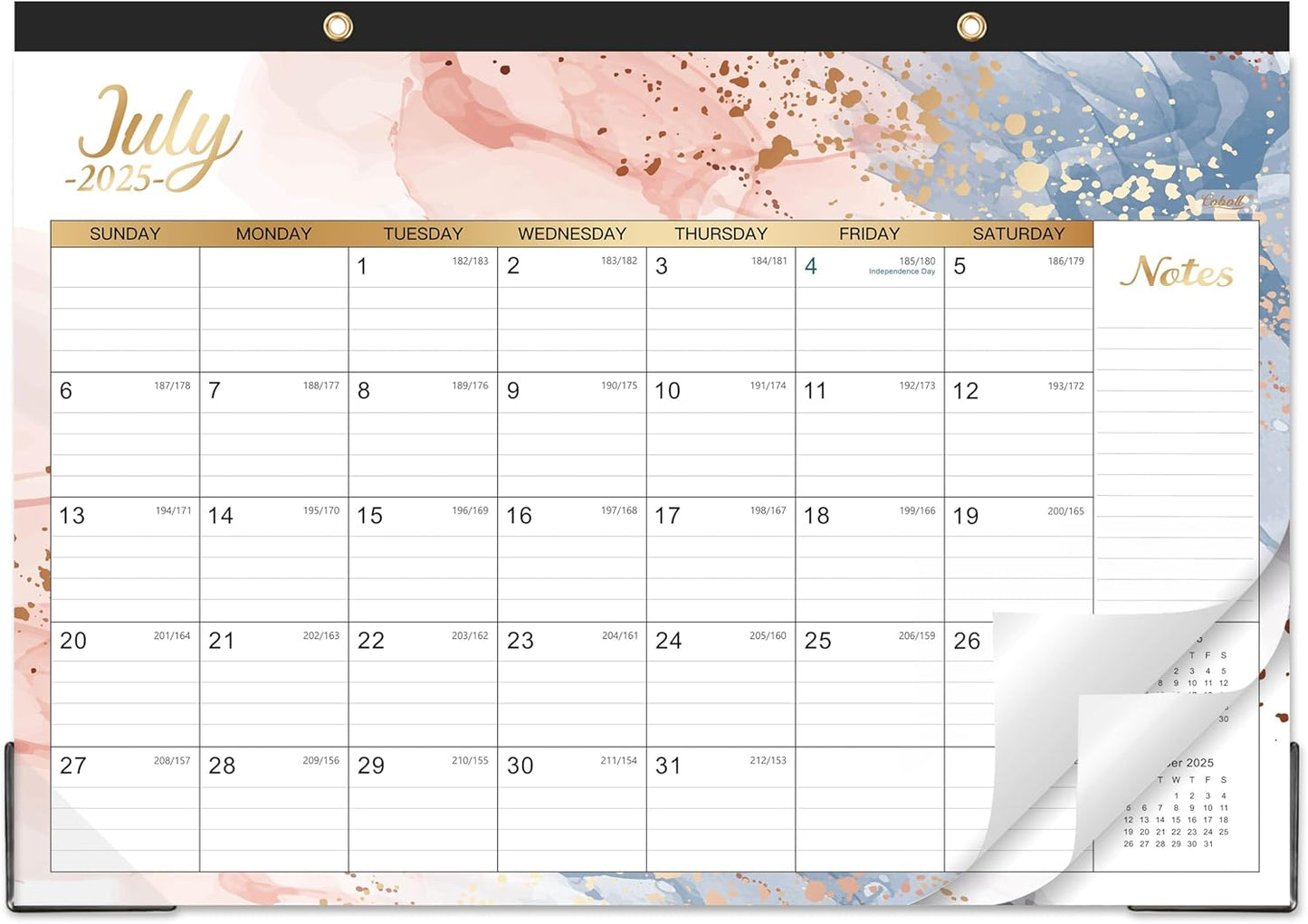 Coboll 2025-2026 Desk Calendar - 18-Month Organizer with Large Blocks