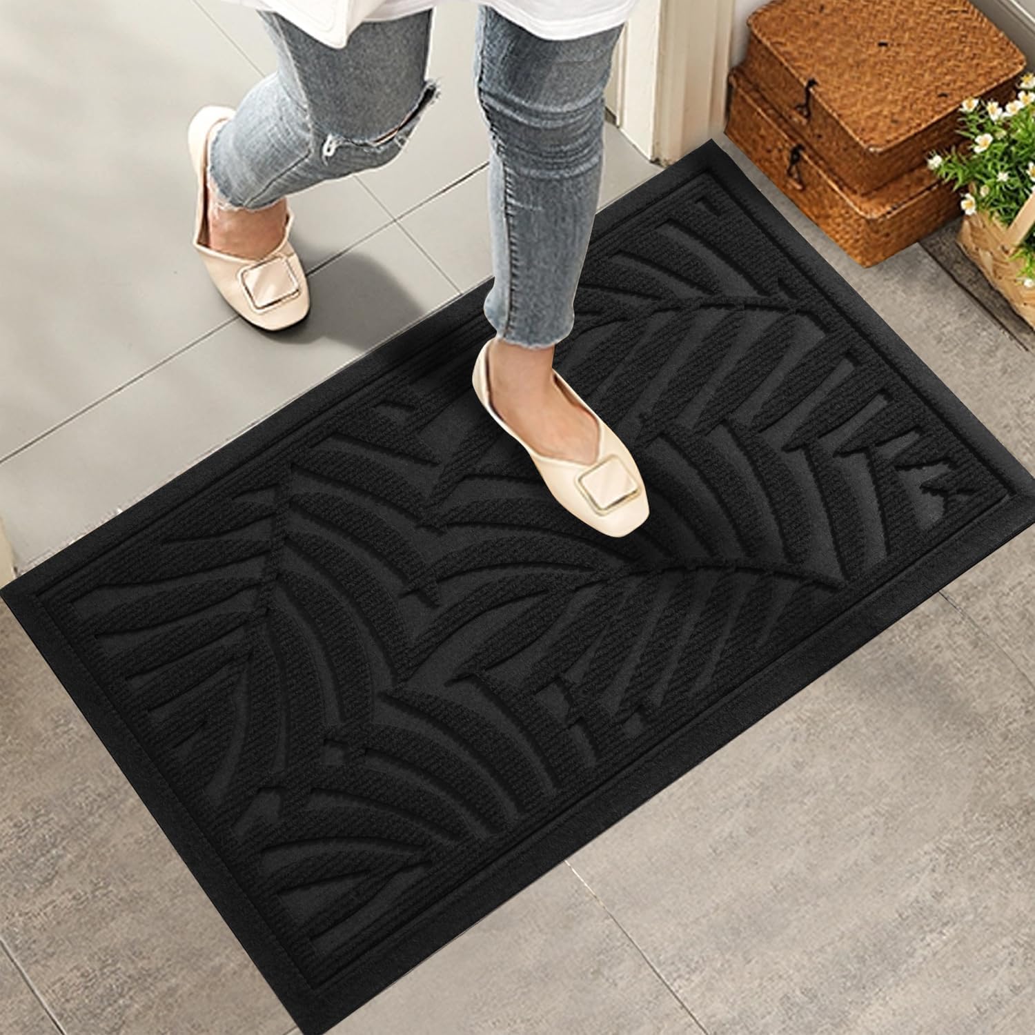 Absorbent Resist Dirt Welcome Door Mat for Indoor Outdoor Use