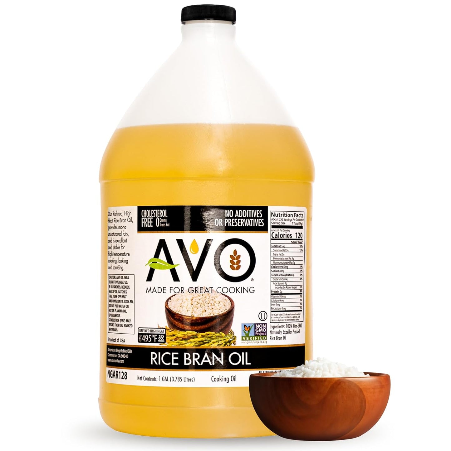 AVO NON GMO Rice Bran Oil - Healthy Cooking Oil for All Needs