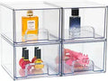 Stackable Makeup Organizer Drawers - Clear 4 Pack Storage