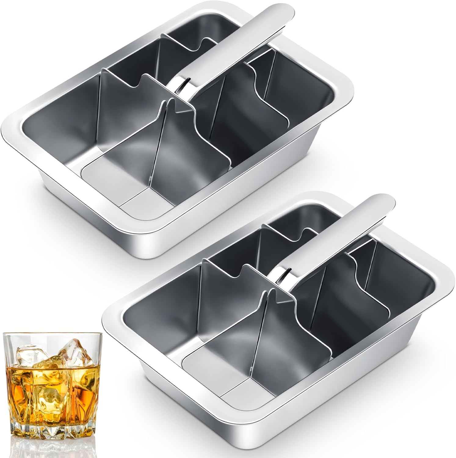 Stainless Steel Ice Cube Maker Tray Set for Easy Ice Removal