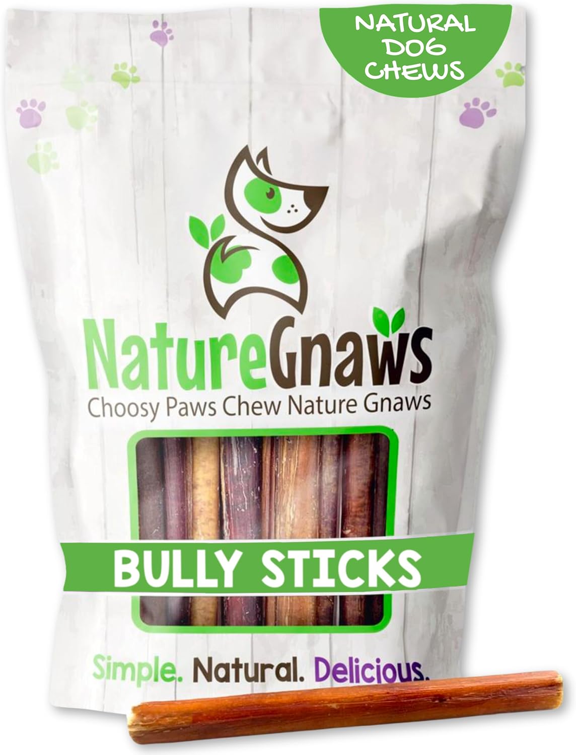 Nature Gnaws Small Bully Sticks for Dogs - Long Lasting Chews