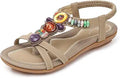 SHIBEVER Womens Sandals Comfortable Dressy Flat T-Strap - Versatile