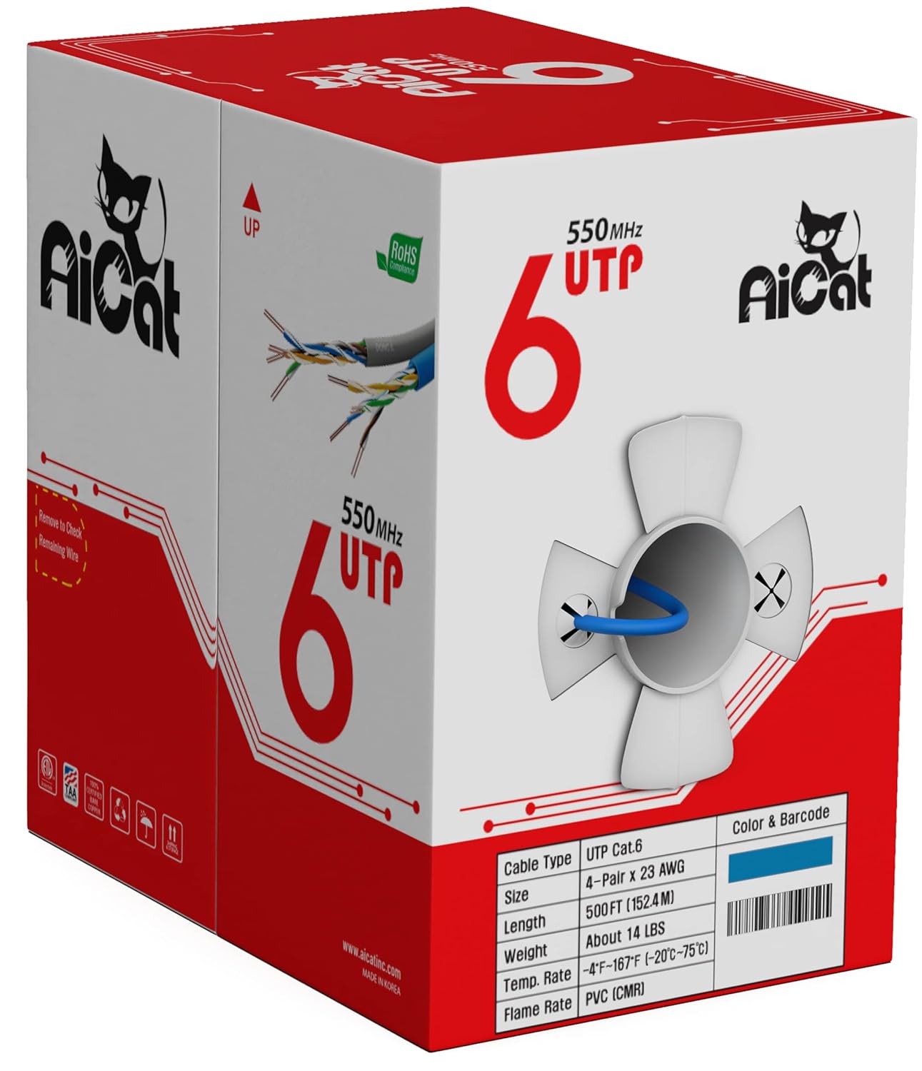 High-Speed AiCat Cat6 Ethernet Cable - 500ft