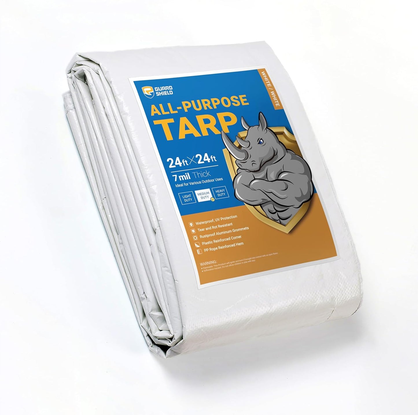 GUARD SHIELD White Tarp 24x24 Feet for All Purpose Use