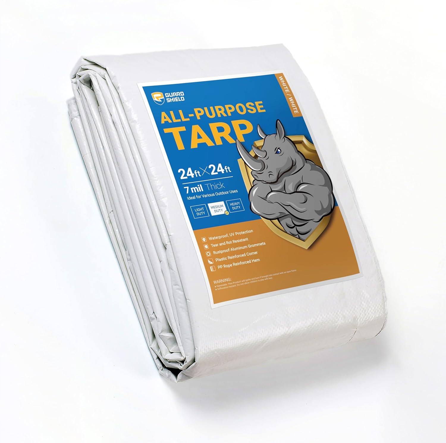 GUARD SHIELD White Tarp 24x24 Feet for All Purpose Use
