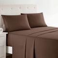 Split King Microfiber Bed Sheets - Chocolate Brown, Deep Pocket
