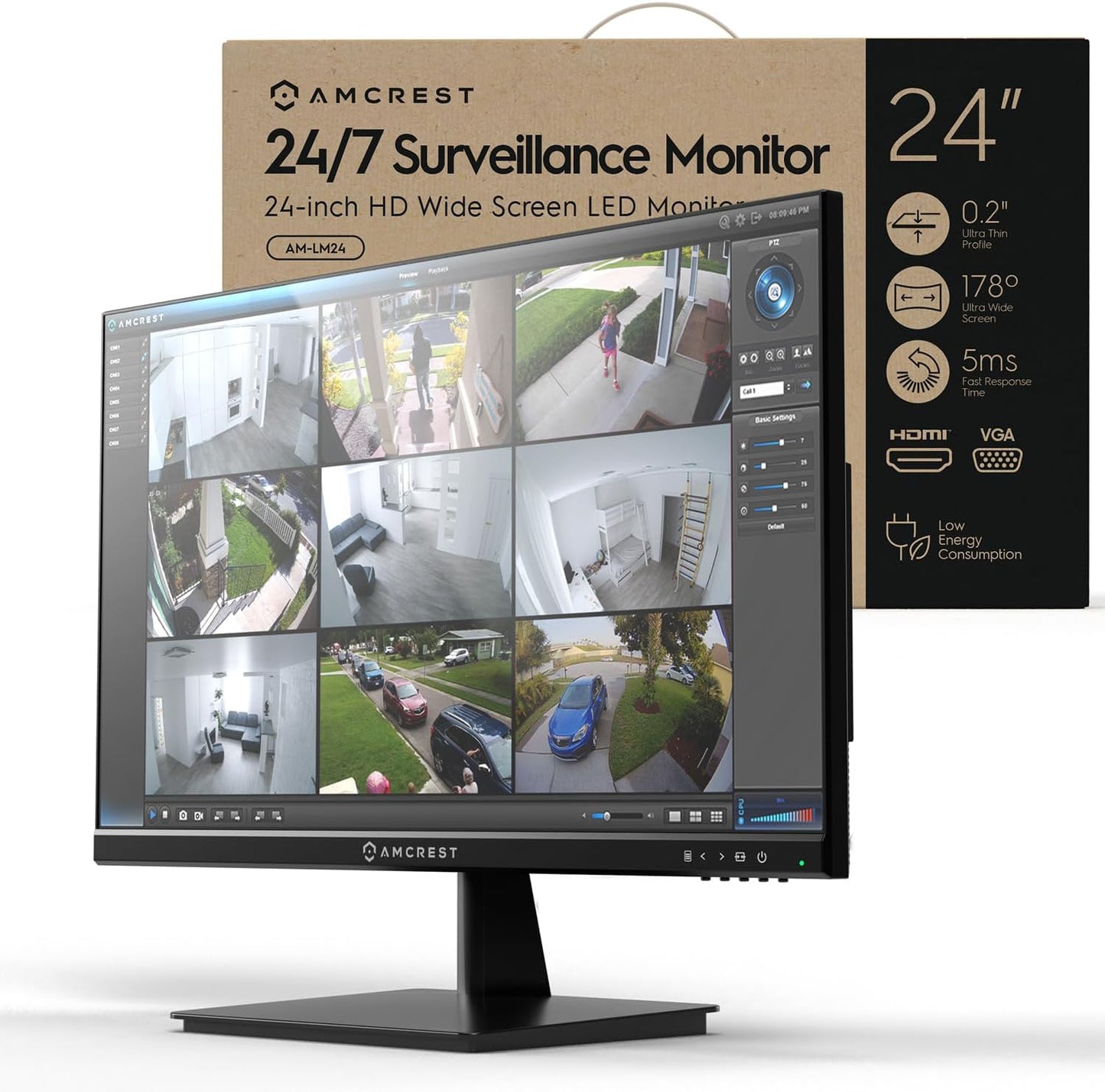 Amcrest 24 inch Surveillance Video Monitor for Home Office Use