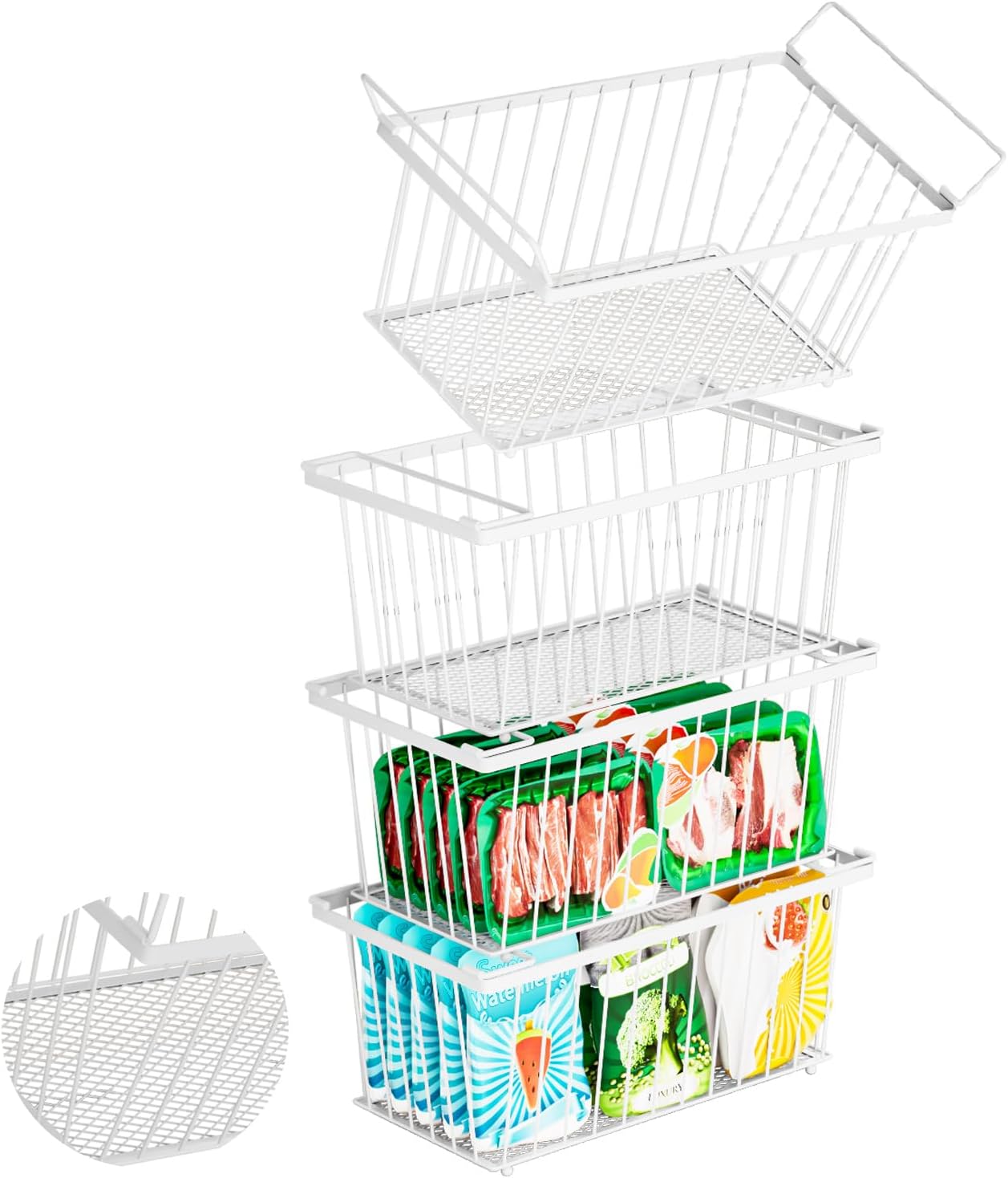 Enhanced Leak-Proof Bottom Freezer Organizer Bins for 7 Cu.FT