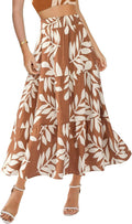 Floral Print High Waist A-Line Skirt - Boho Maxi Midi