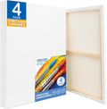 Stretched White Blank Canvas 18x24 in 4 Pack - Primed Cotton Canvases