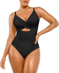Tummy Control One Piece Swimsuit Women V Neck Ruched Slimming