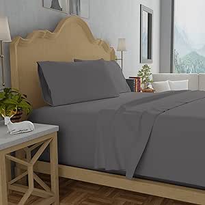 Organic Cotton Percale Sheet Set for Twin Beds - Dark Gray