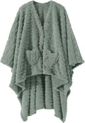 Wearable Blanket Sherpa Fleece Shawl Blanket with Pockets - Cozy