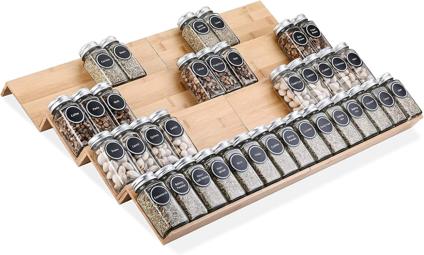 Bamboo Spice Rack Tray - Perfect Kitchen Drawer Organizer