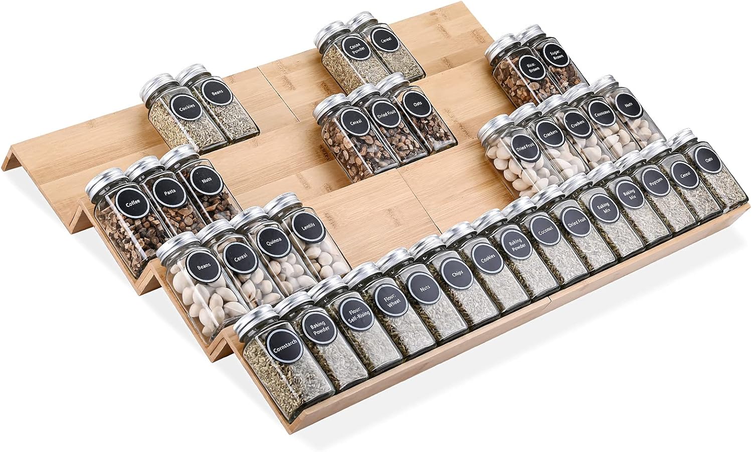 Bamboo Spice Rack Tray - Perfect Kitchen Drawer Organizer