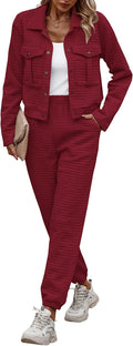 Womens Two Piece Sets Fall 2025 Shacket Jacket and Sweatpants