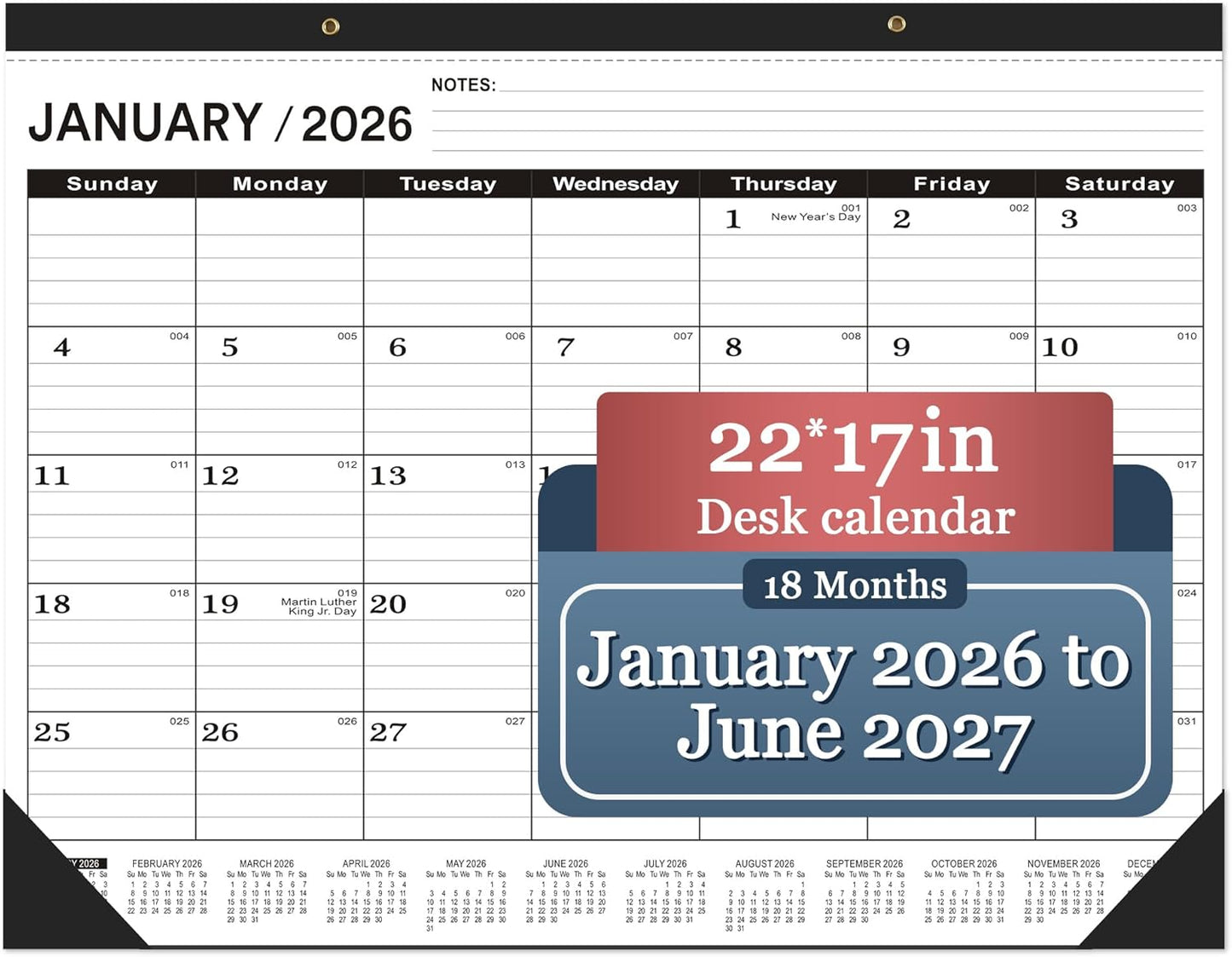 2026 Desk Calendar Large 22 x 17 for Effective Planning