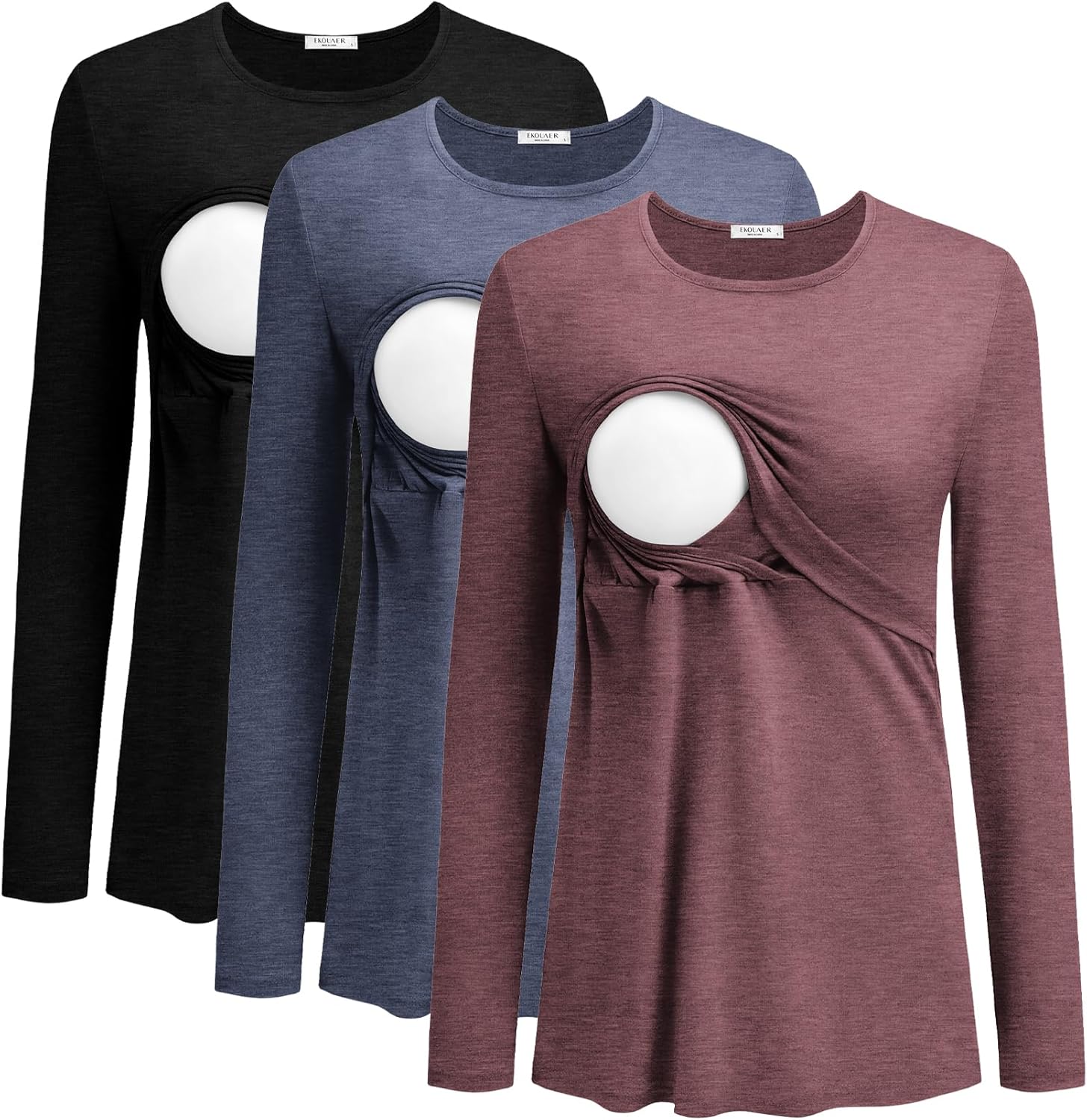 Ekouaer Long Sleeve Nursing Shirts for Comfortable Breastfeeding