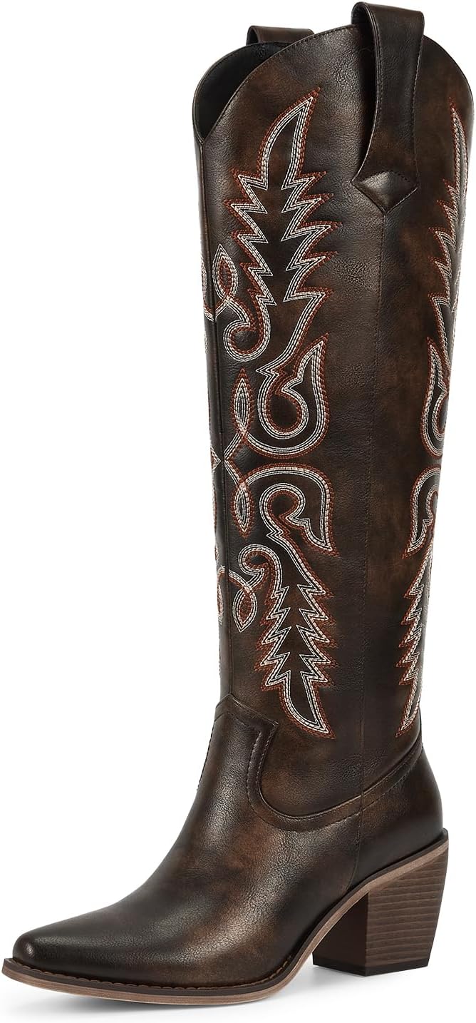Stylish Tall Cowboy Boots with Side Zipper for Women