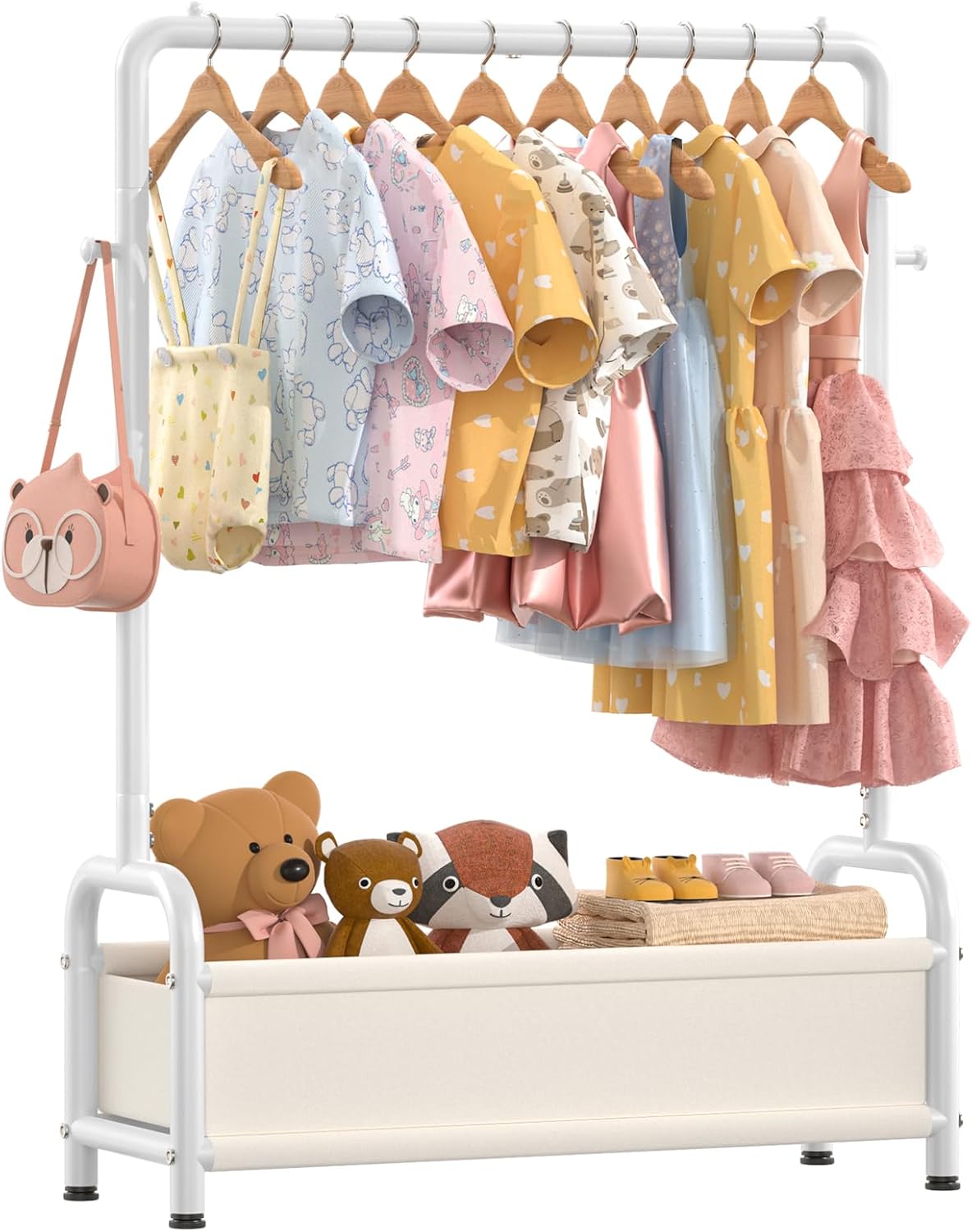Kids Clothing Rack with Storage Shelf for Dress Up Fun