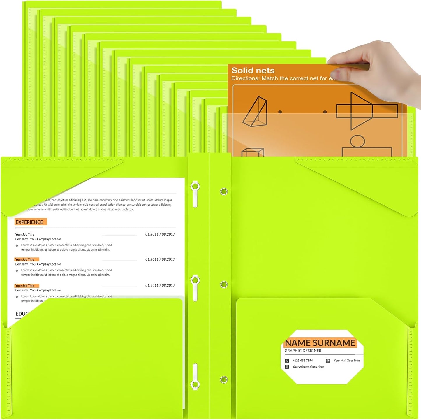 Henoyso 36 Pcs Plastic Folder with Clear Front Pocket for School