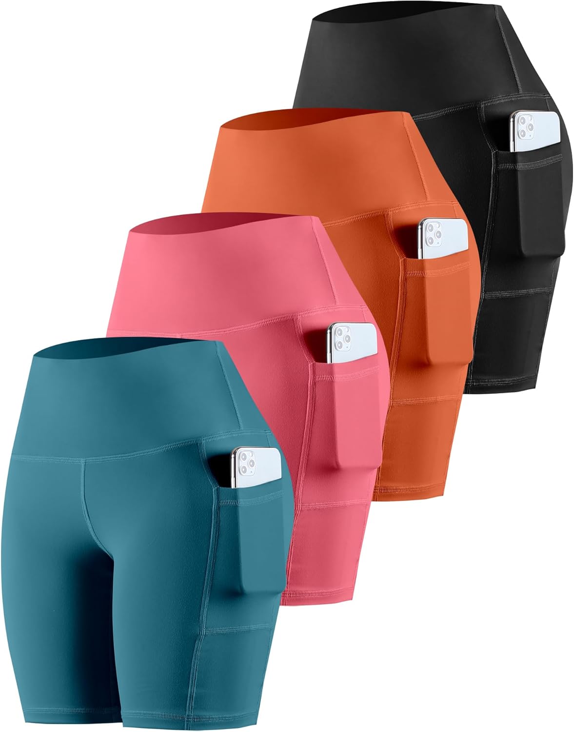 CHRLEISURE Womens Biker Yoga Shorts with Pockets for Comfort