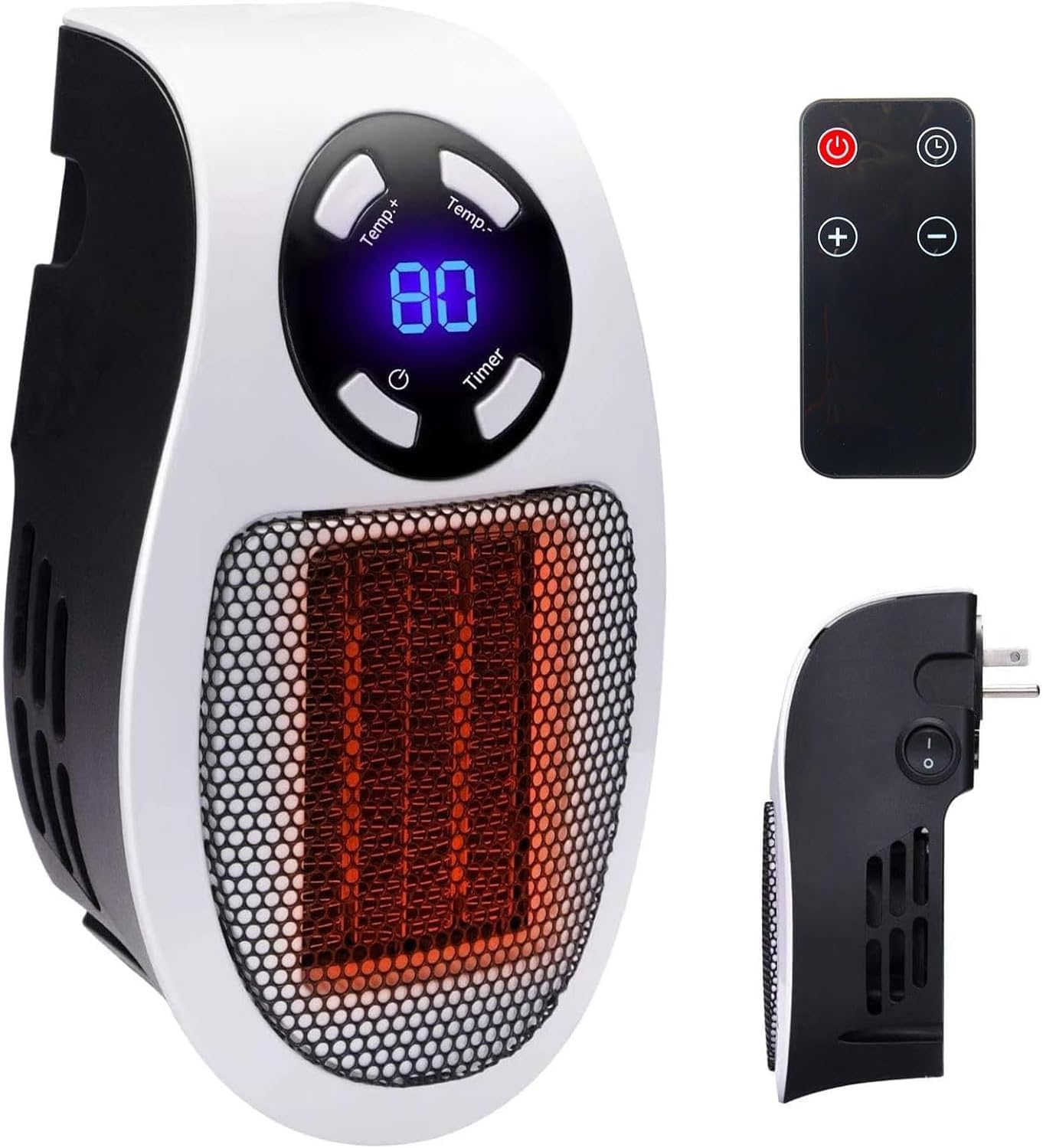 450W Remote Space Heater with Thermostat & Timer - Compact & Efficient