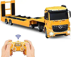 DOUBLE E Benz Remote Control Semi Truck with Trailer and Batteries