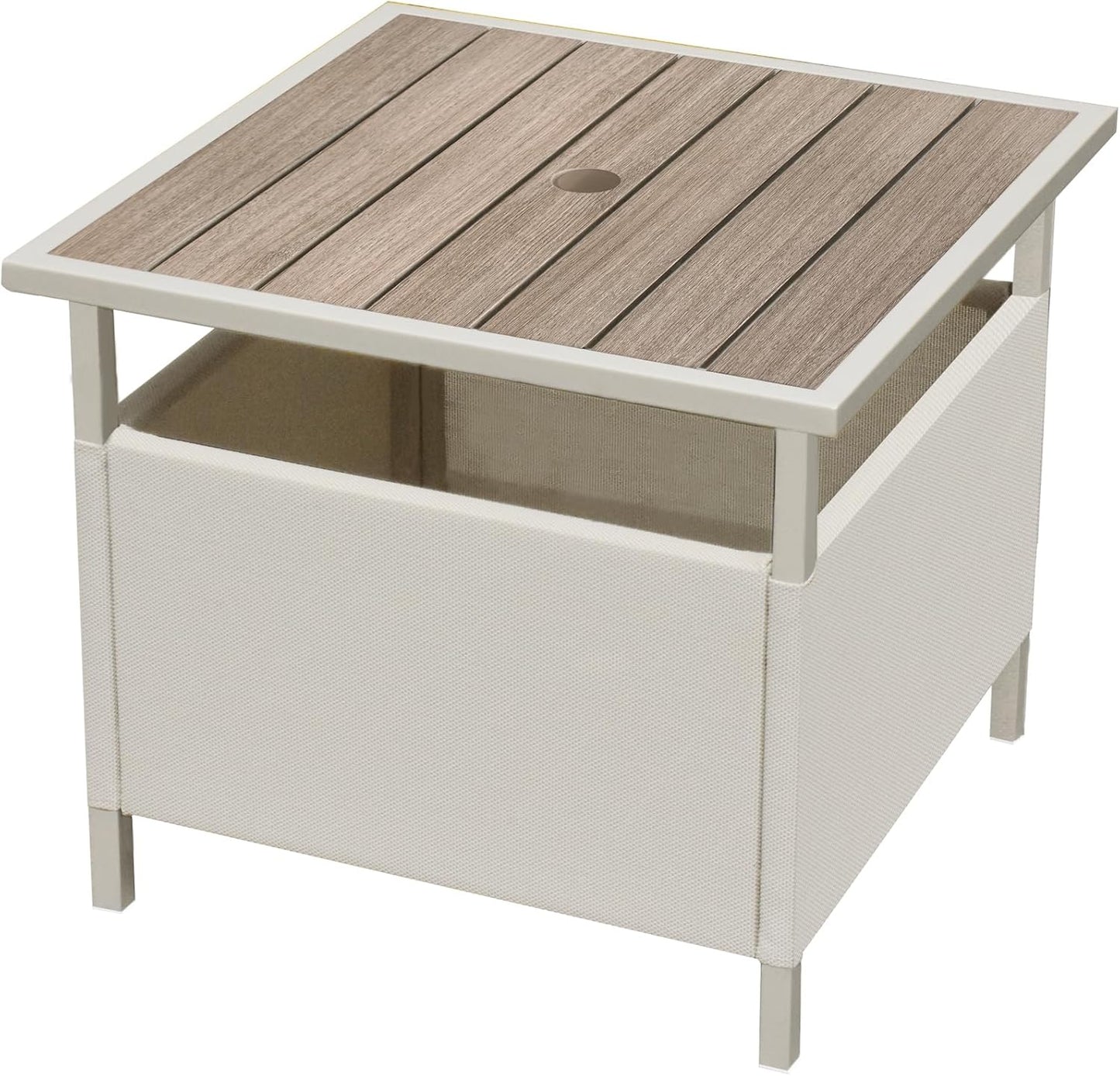 LZRS Adirondack Square Outdoor Side Table with Umbrella Hole