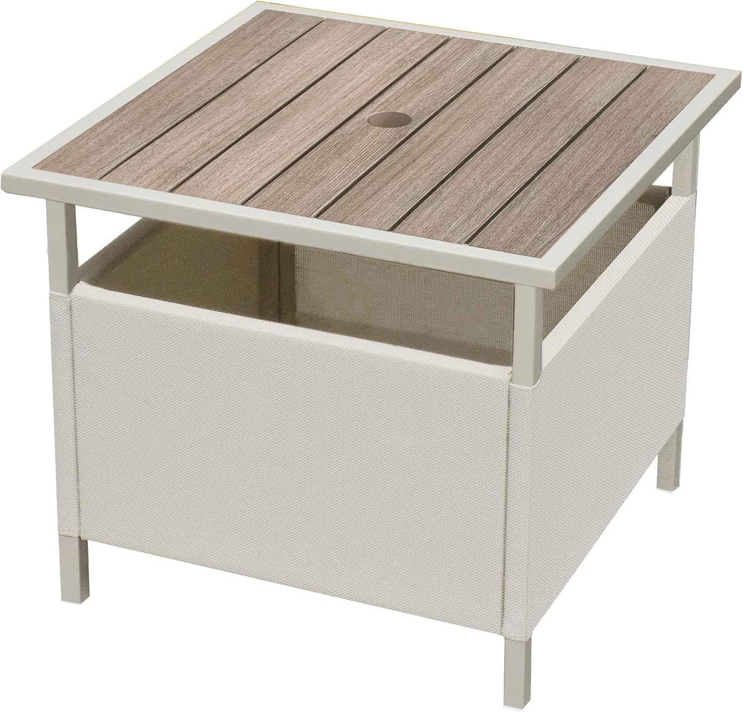 LZRS Adirondack Square Outdoor Side Table with Umbrella Hole