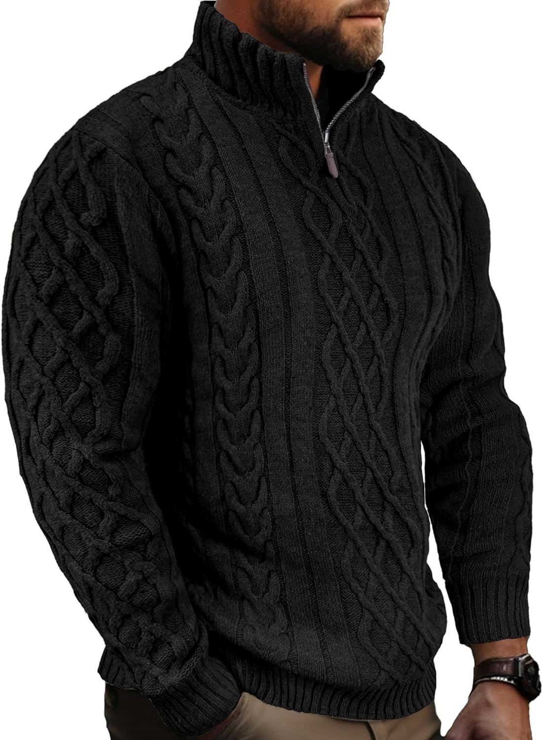 Comdecevis Mens Quarter Zip Sweater for Stylish Casual Wear