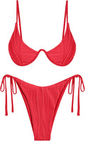 ZAFUL Women's Ribbed Two Piece Bikini Set - Flattering High Cut