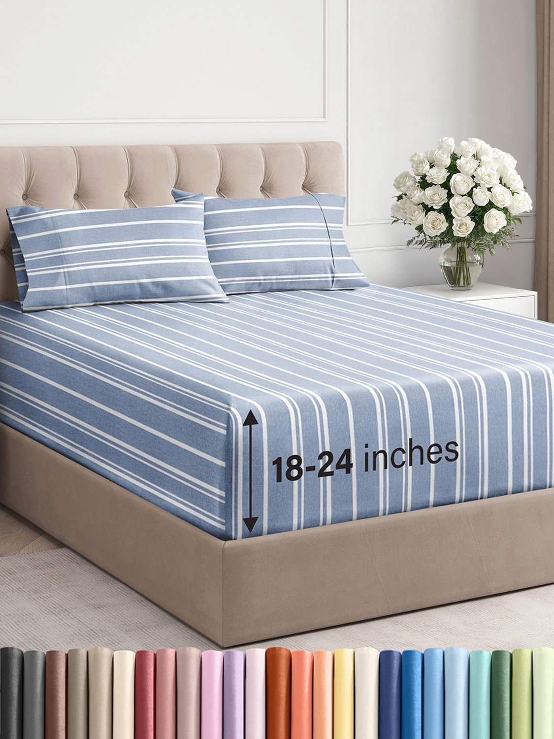 Extra Deep Pocket King Sheets - Soft & Breathable 4 Piece Set