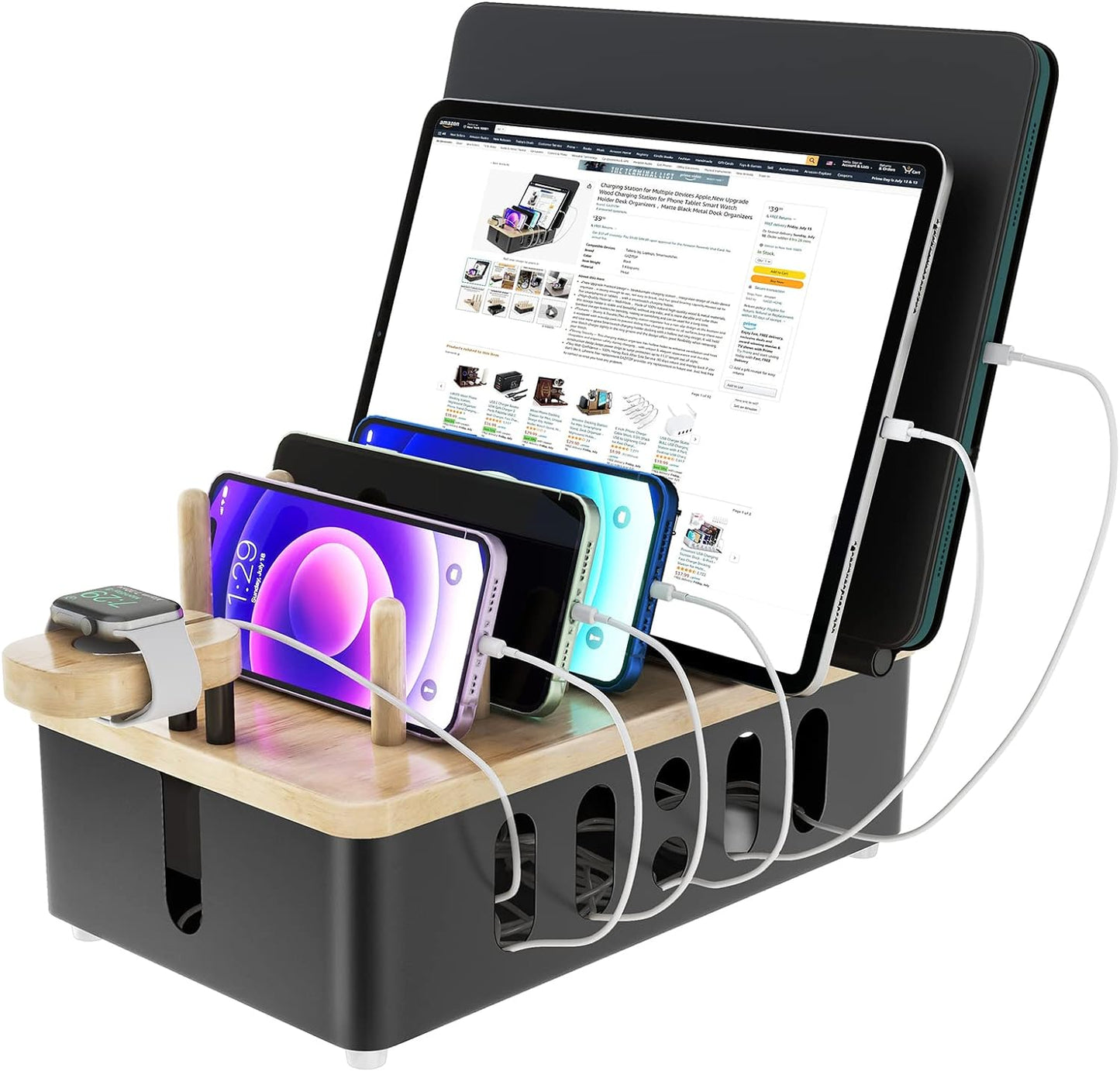 Metal Charging Station for Multiple Devices - Elegant Organizer