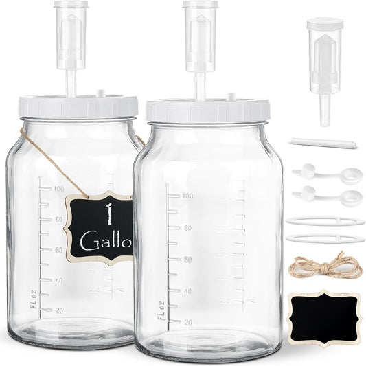 1 Gallon Large Fermentation Jars with Airtight Lids and Airlocks