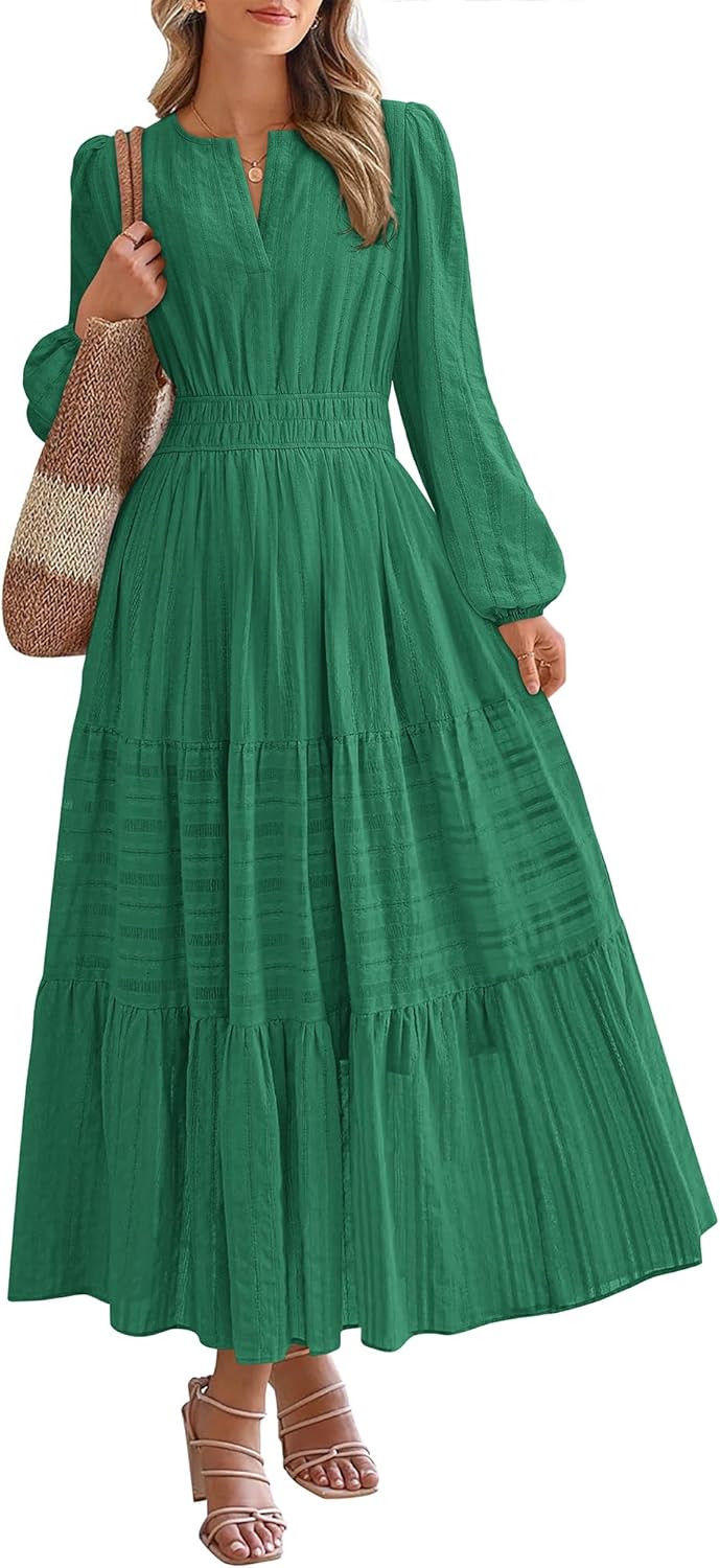 BTFBM Fall Dresses for Women 2025 Casual Long Sleeve V Neck