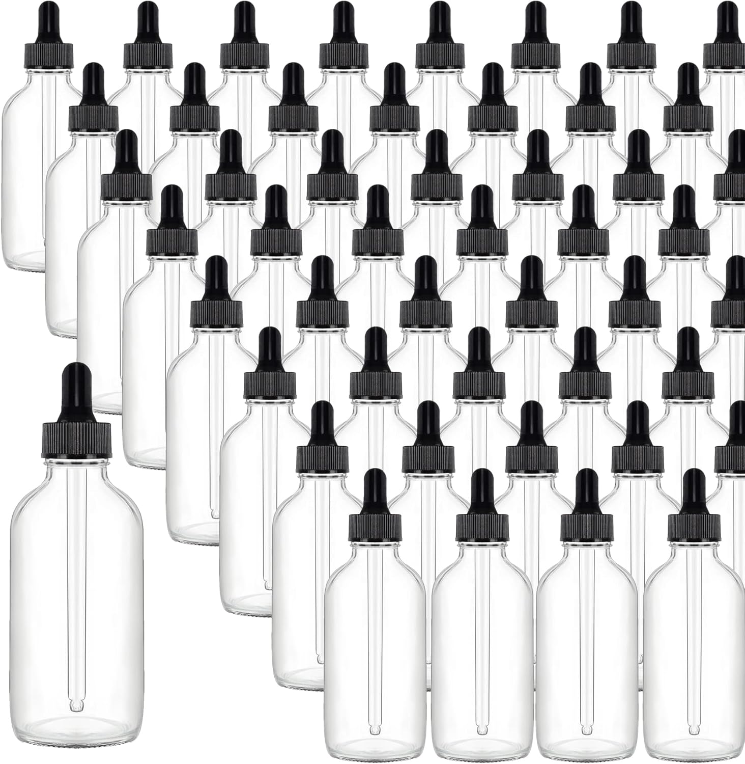 48 Pack 4oz Clear Glass Dropper Bottles for Essential Oils